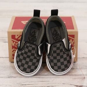 Vans Baby Classic Slip-On V in Black/Pewter Checkerboard Size 4 Baby/Walker NEW